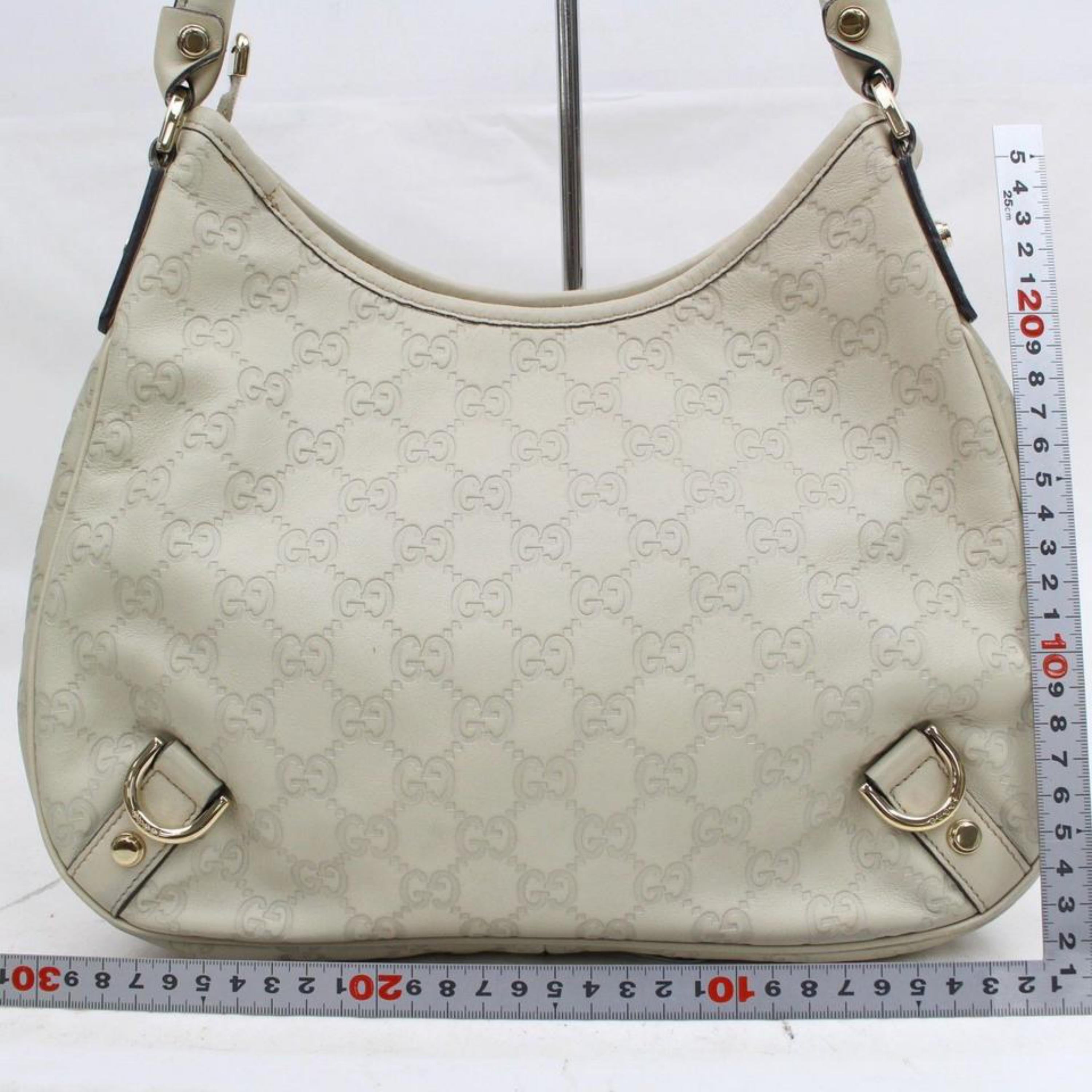 Gucci Ivory Guccissima D Ring Hobo 868308 Cream Leather Shoulder Bag For Sale 1