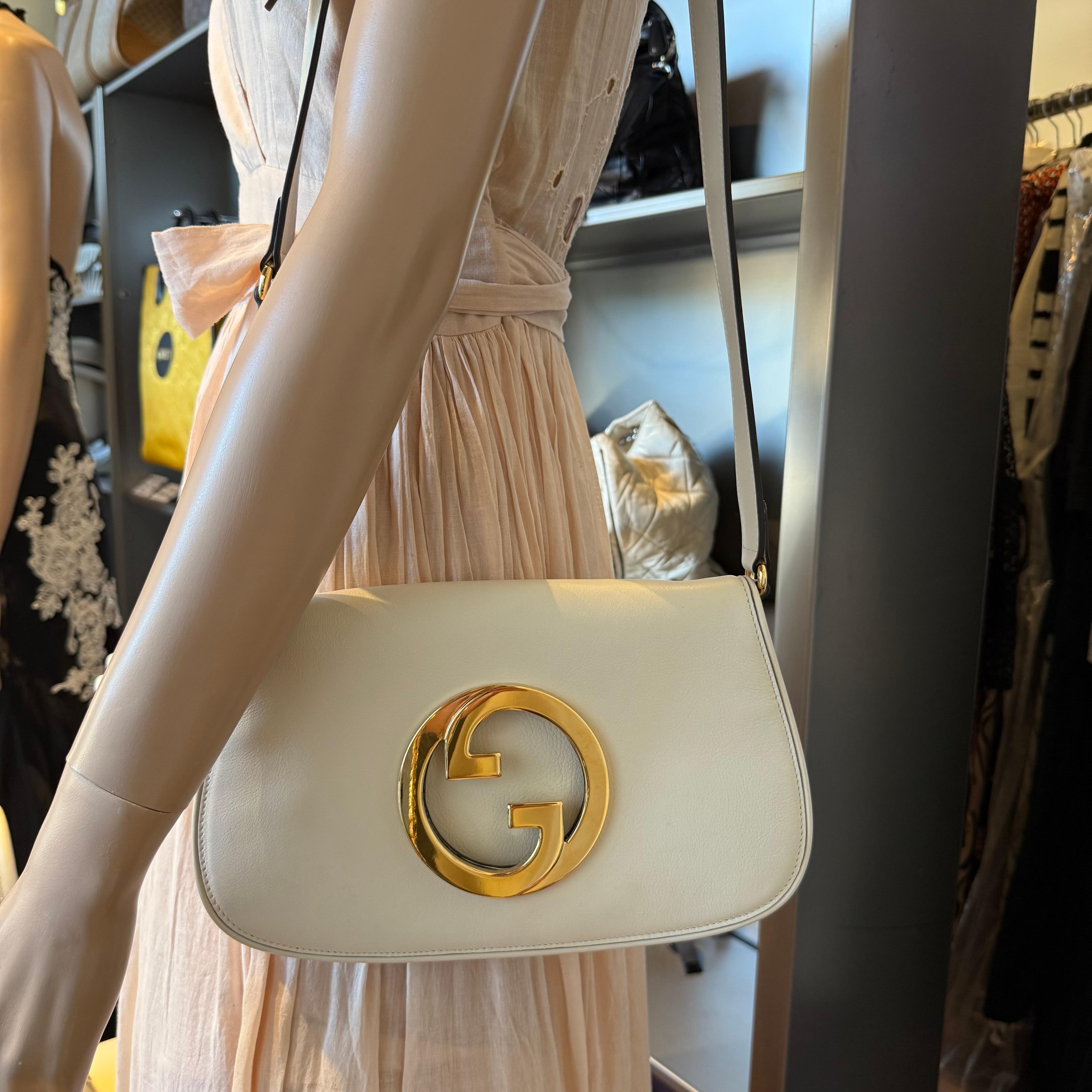 Gucci Blondie Tasche aus elfenbeinfarbenem Leder im Angebot 6