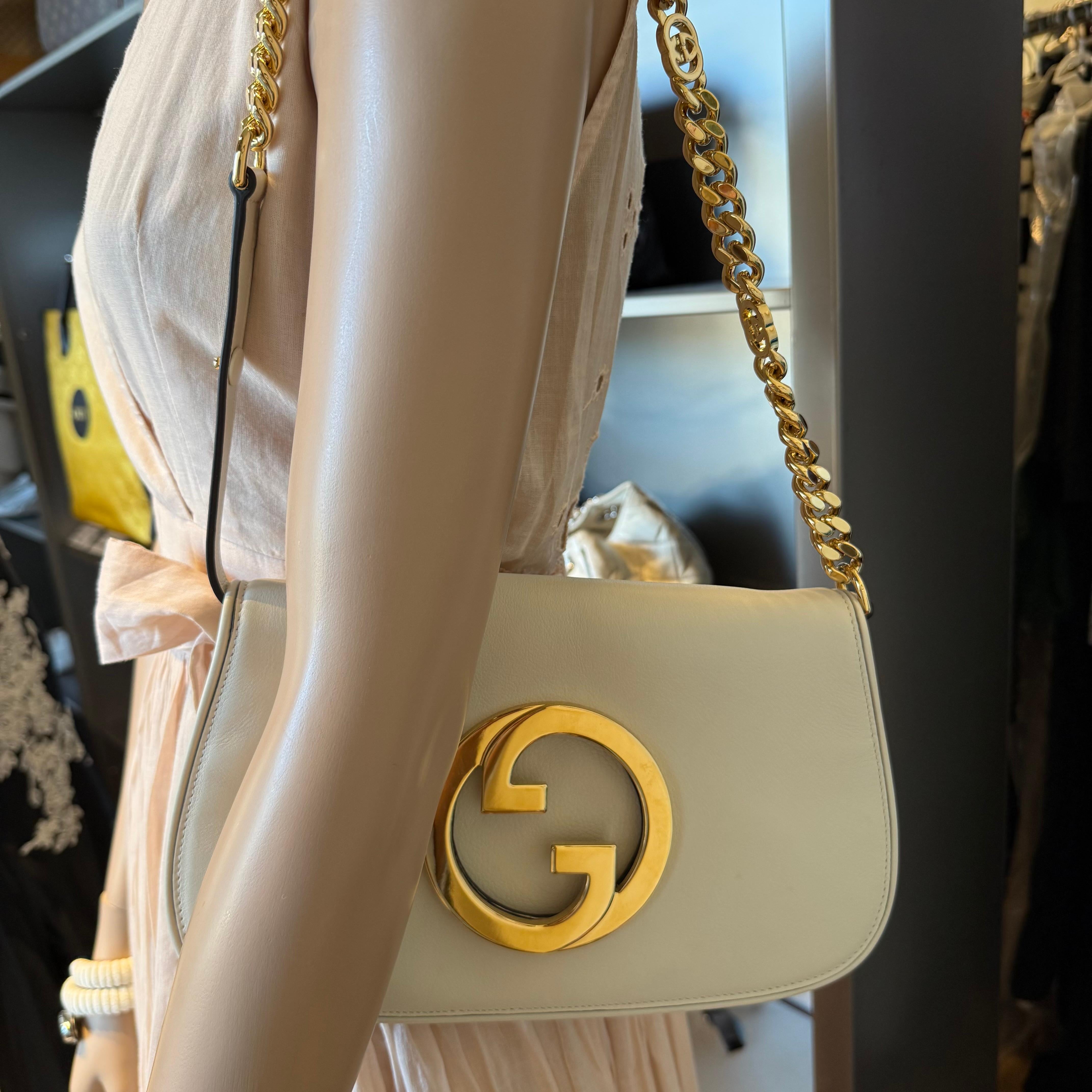Gucci Blondie Tasche aus elfenbeinfarbenem Leder im Angebot 7