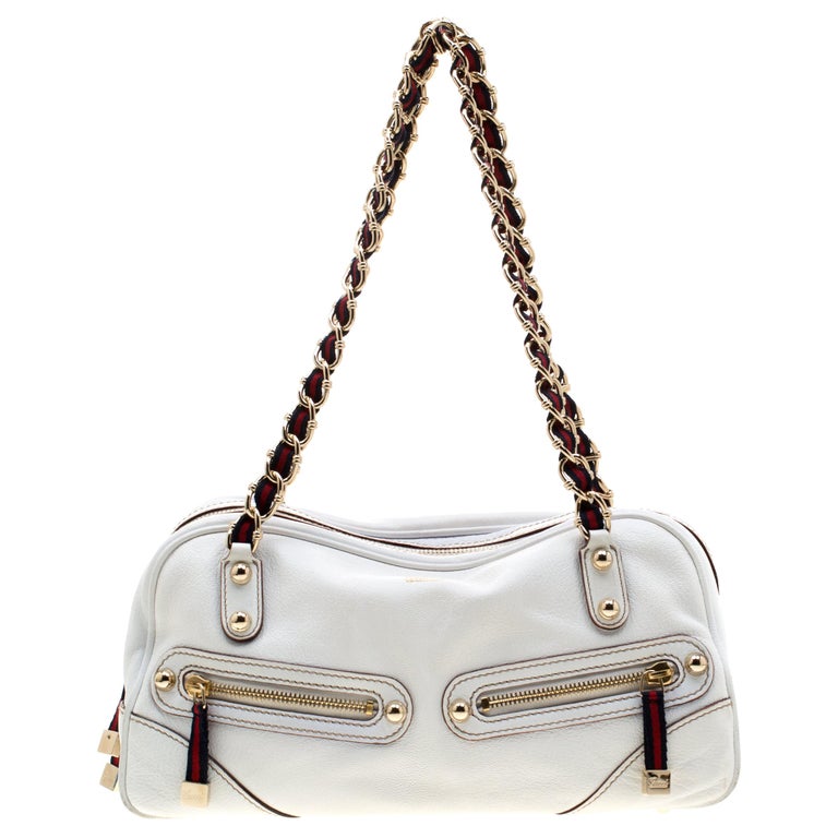 Gucci Ivory Leather Capri Bowler Bag For Sale at 1stDibs