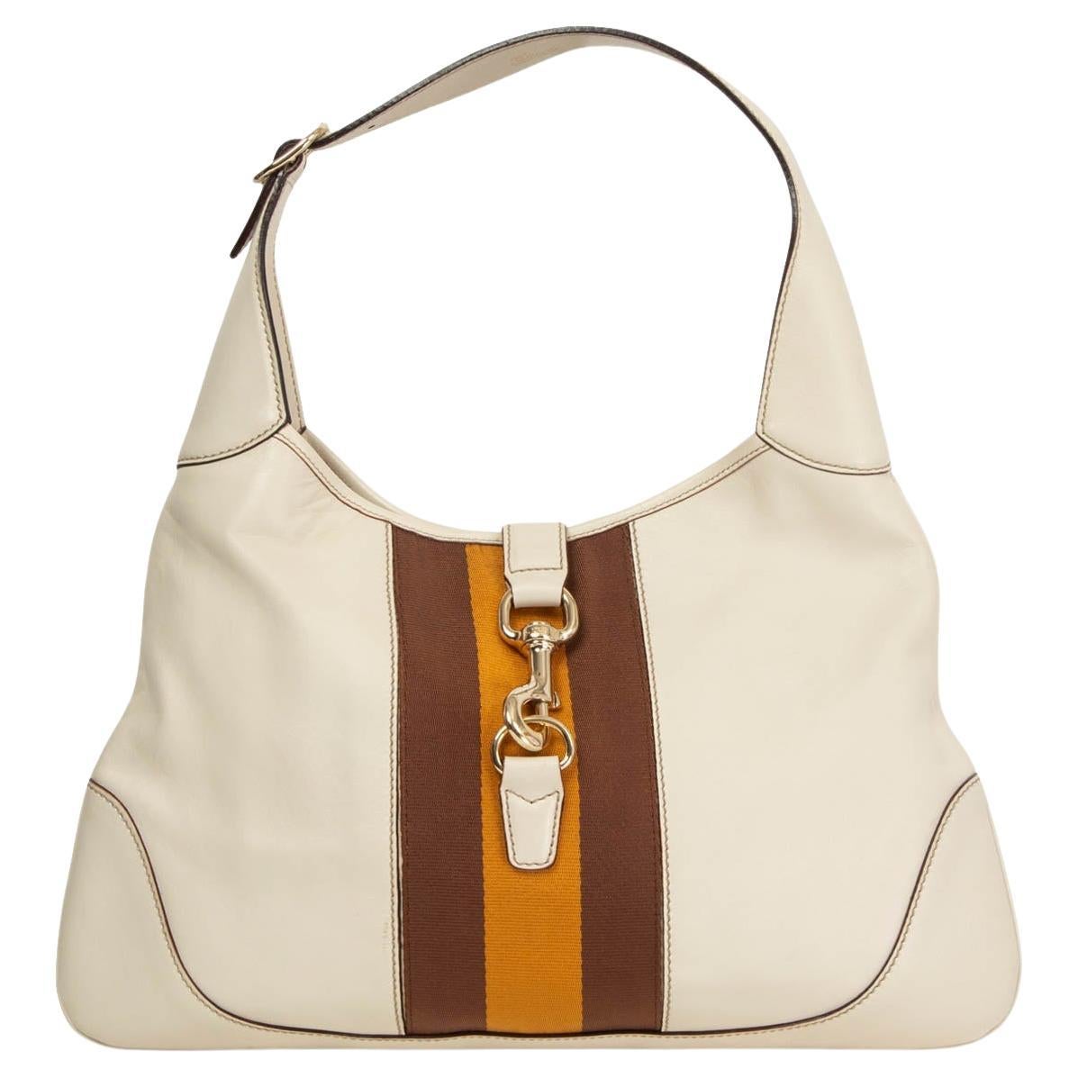 GUCCI ivory leather JACKIE O BOUVIER MEDIUM HOBO Shoulder Bag