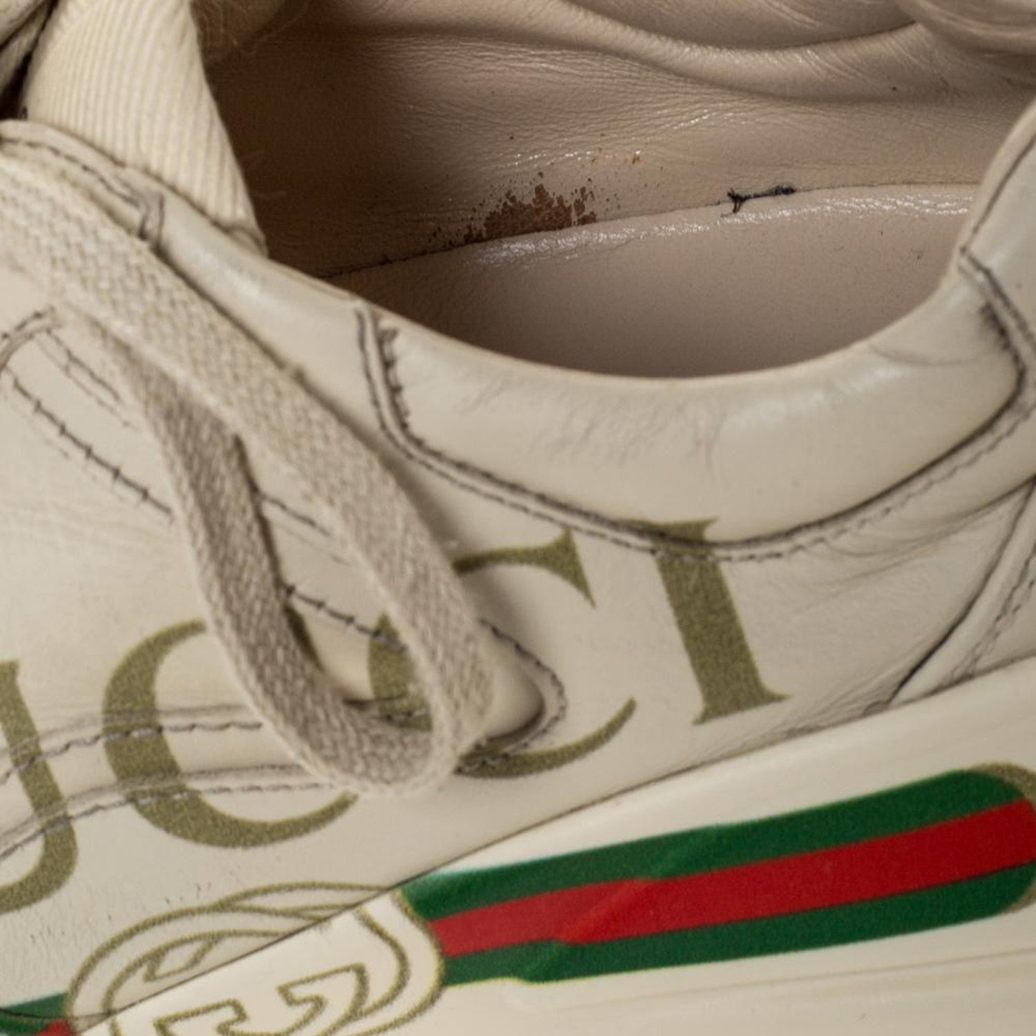 Gucci Ivory Leather Rhyton Vintage Logo Platform Sneakers Size 36 For Sale At 1stdibs