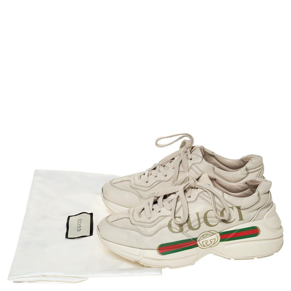 Gucci Ivory Leather Rhyton Vintage Logo Platform Sneakers Size 36 1