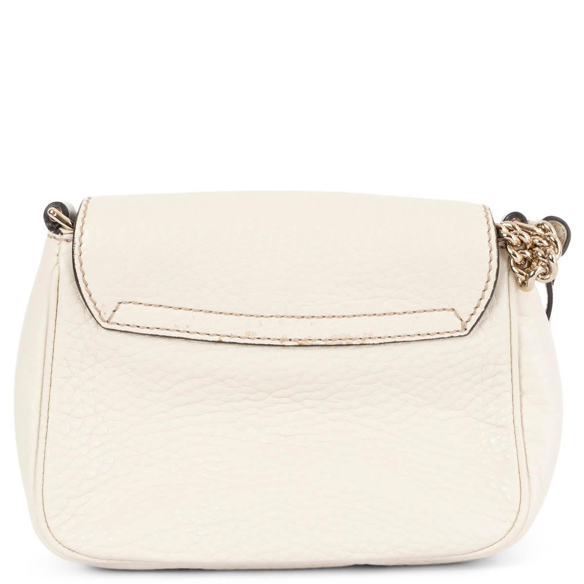 Beige GUCCI ivory leather SMALL SOHO FLAP Shoulder Bag For Sale