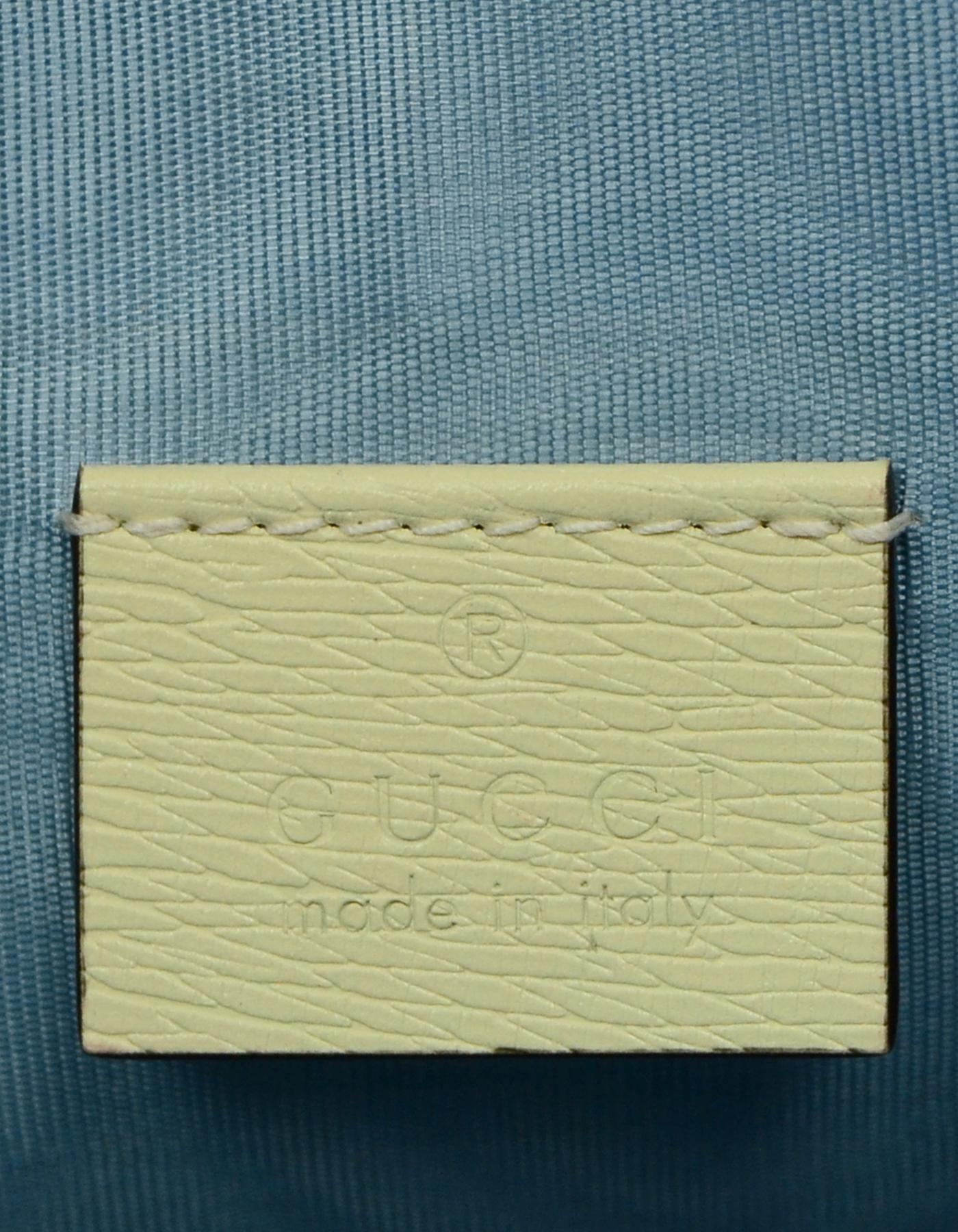 Women's Gucci Ivory Leather Zumi Strawberry Print Pouch/Clutch Bag