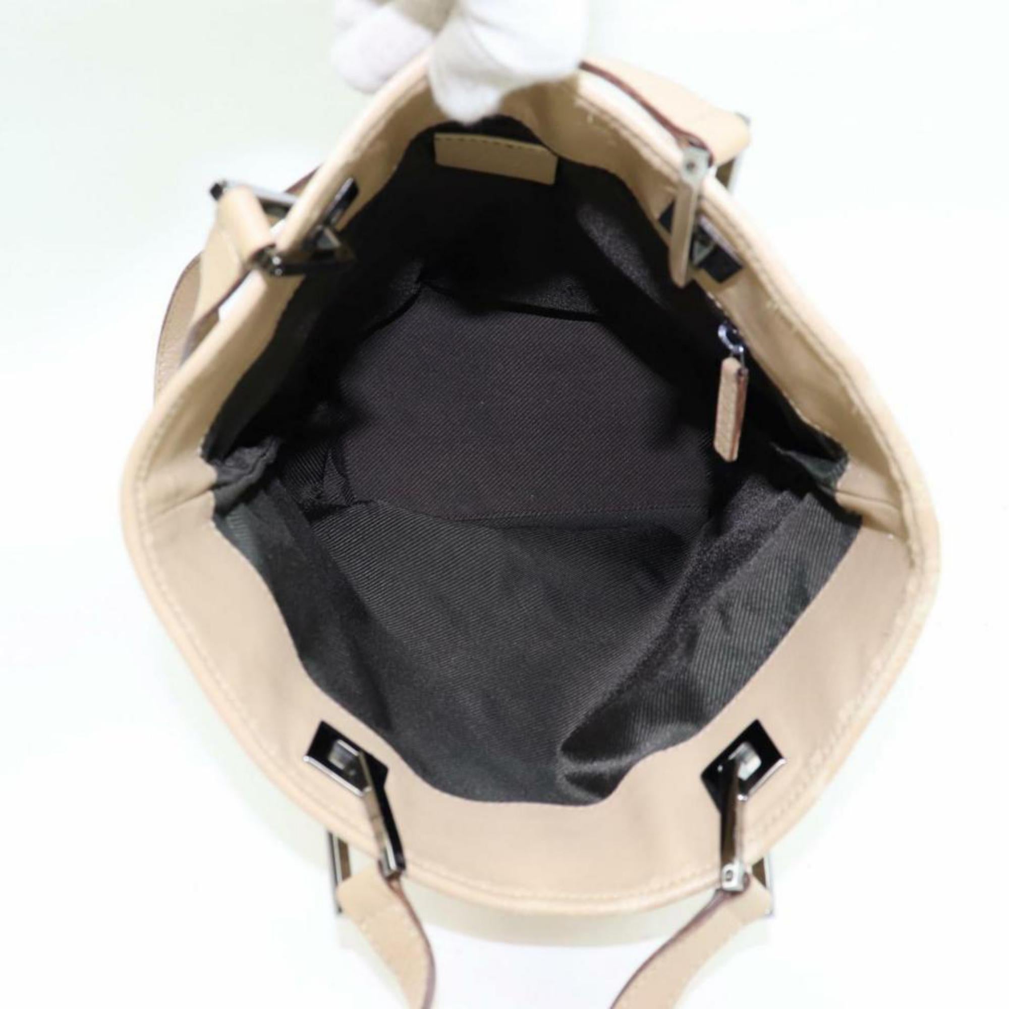 Gucci Ivory Monogram Bucket Shopper 870057 Beige Canvas Tote For Sale 5