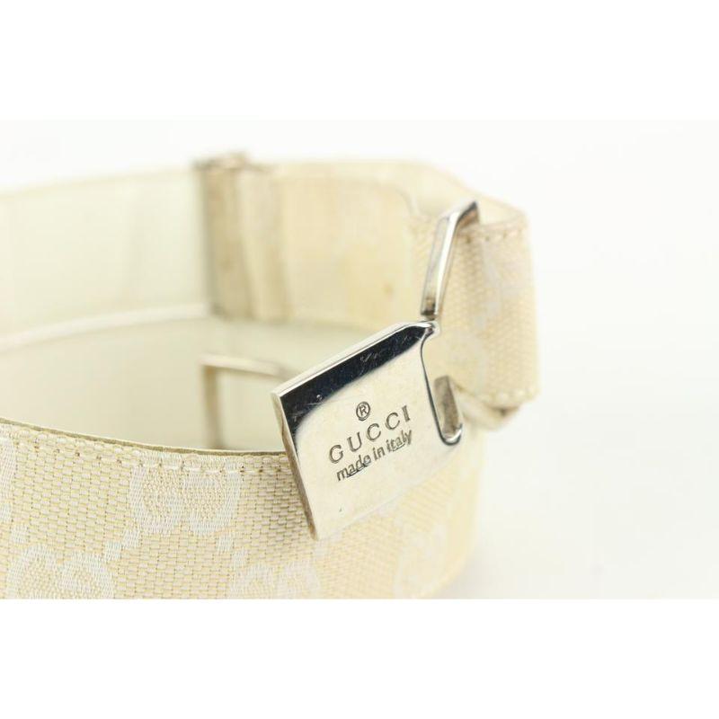 Gucci - Ceinture ivoire à monogramme GG 2G929 en vente 7