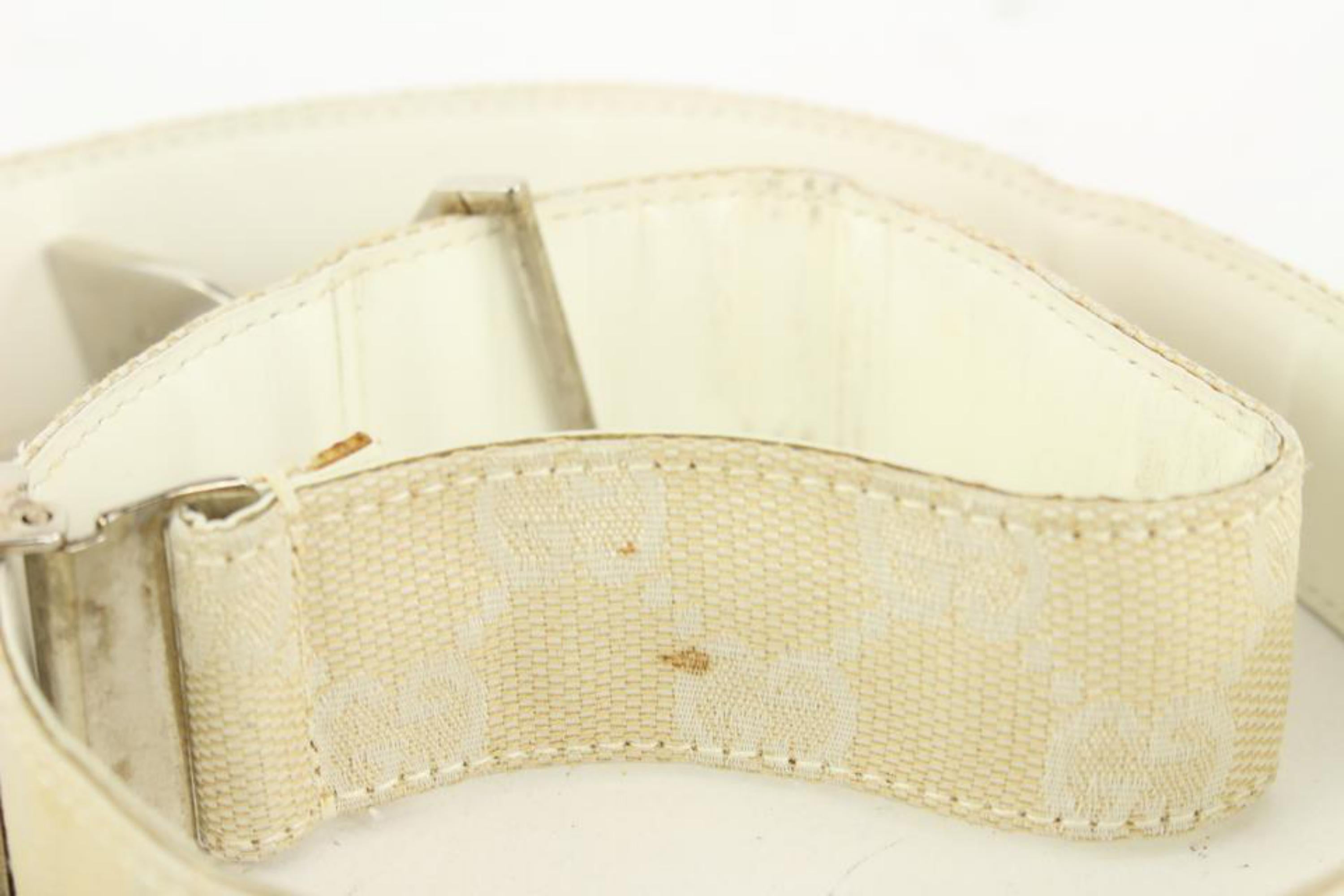 White Gucci Ivory Monogram GG Belt 2G929 For Sale