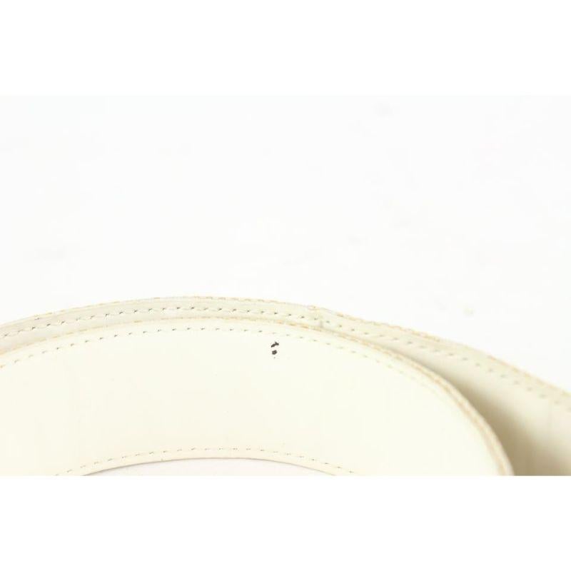 White Gucci Ivory Monogram GG Belt 2G929 For Sale