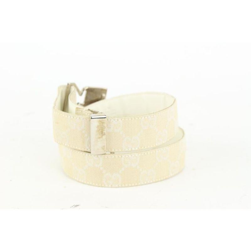 Gucci Ivory Monogram GG Belt 2G929 In Good Condition For Sale In Dix hills, NY