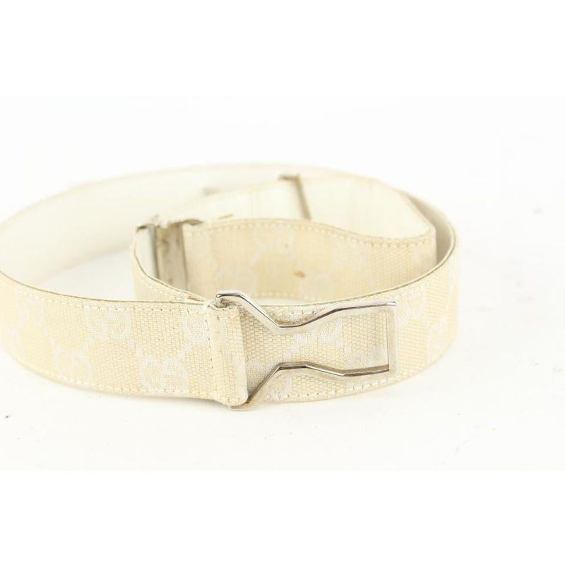 Gucci Ivory Monogram GG Belt 2G929 For Sale 2