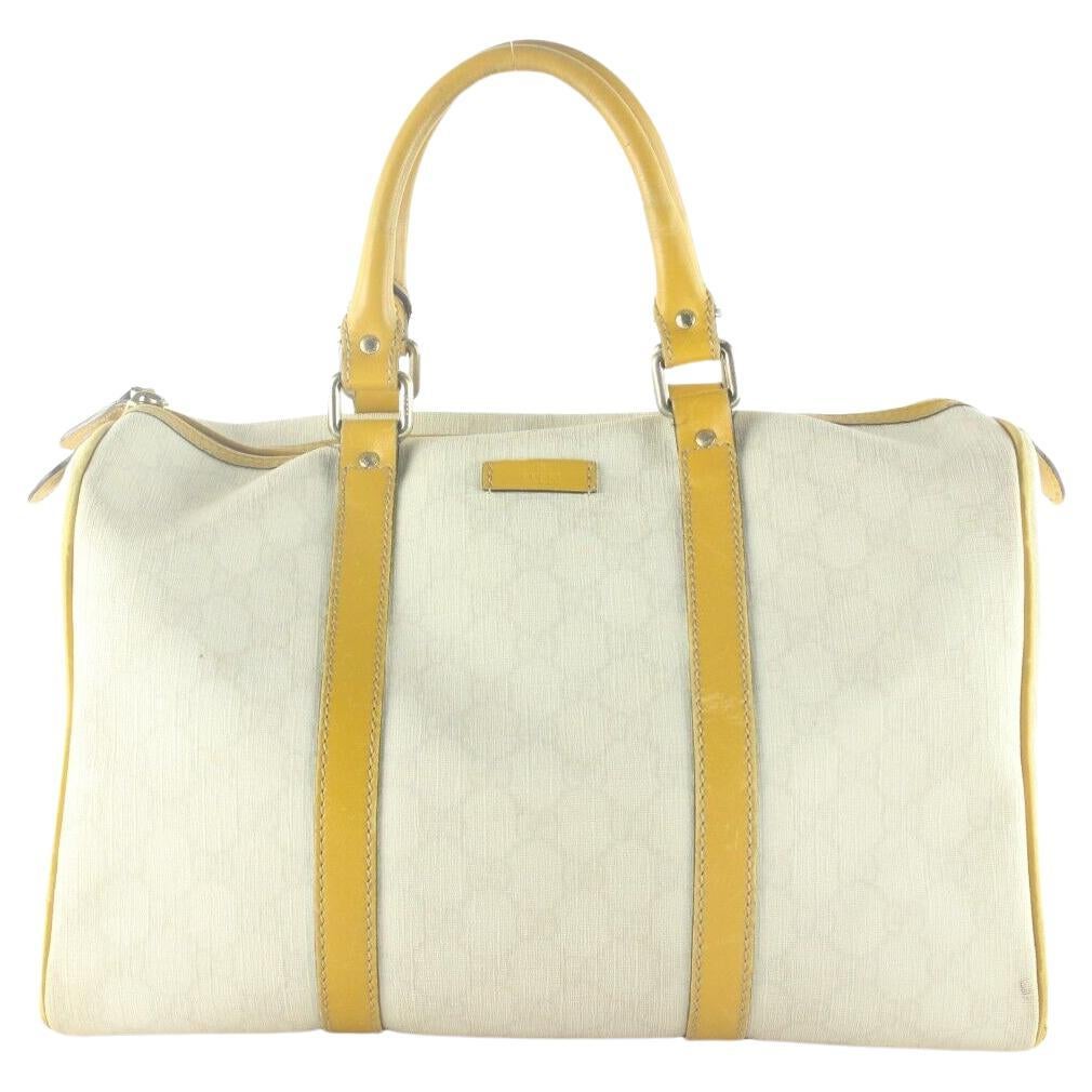 Gucci Ivory Monogram GG Joy Boston Bag Supreme 2GK103K For Sale
