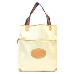 Vintage Gucci Ivory Monogram Micro GG Web Handle Tote Bag 862786