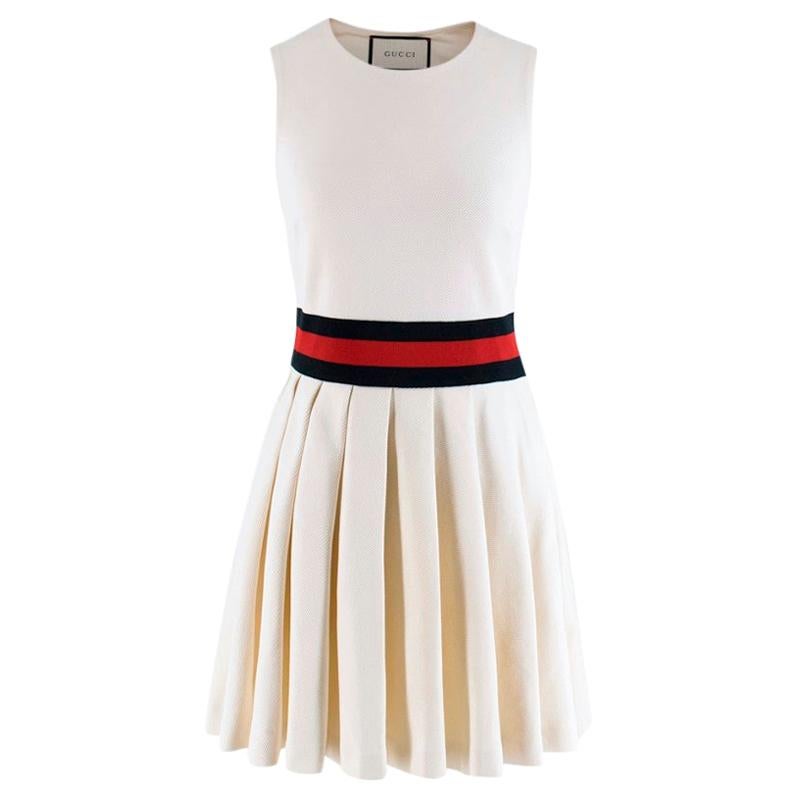 Gucci Ivory Pleated Gabardine Mini Dress XS at 1stDibs | embellished ...