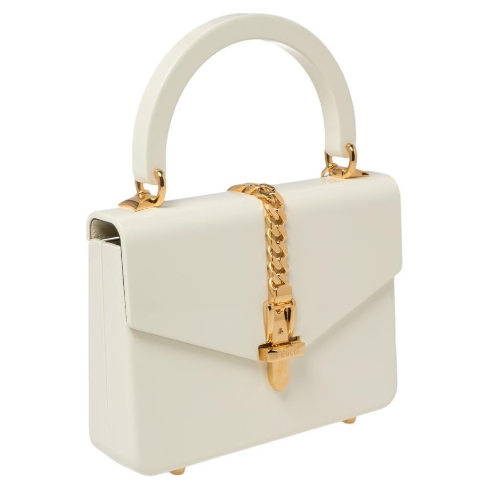 Gucci Ivory Plexiglas Mini Sylvie 1969 Top Handle Bag 1