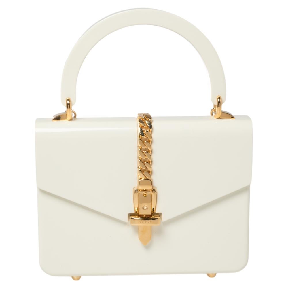 Gucci Ivory Plexiglas Mini Sylvie 1969 Top Handle Bag