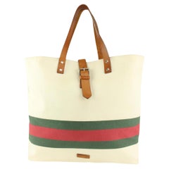Gucci Ivory Web Shopper Tote Bag 1215g1