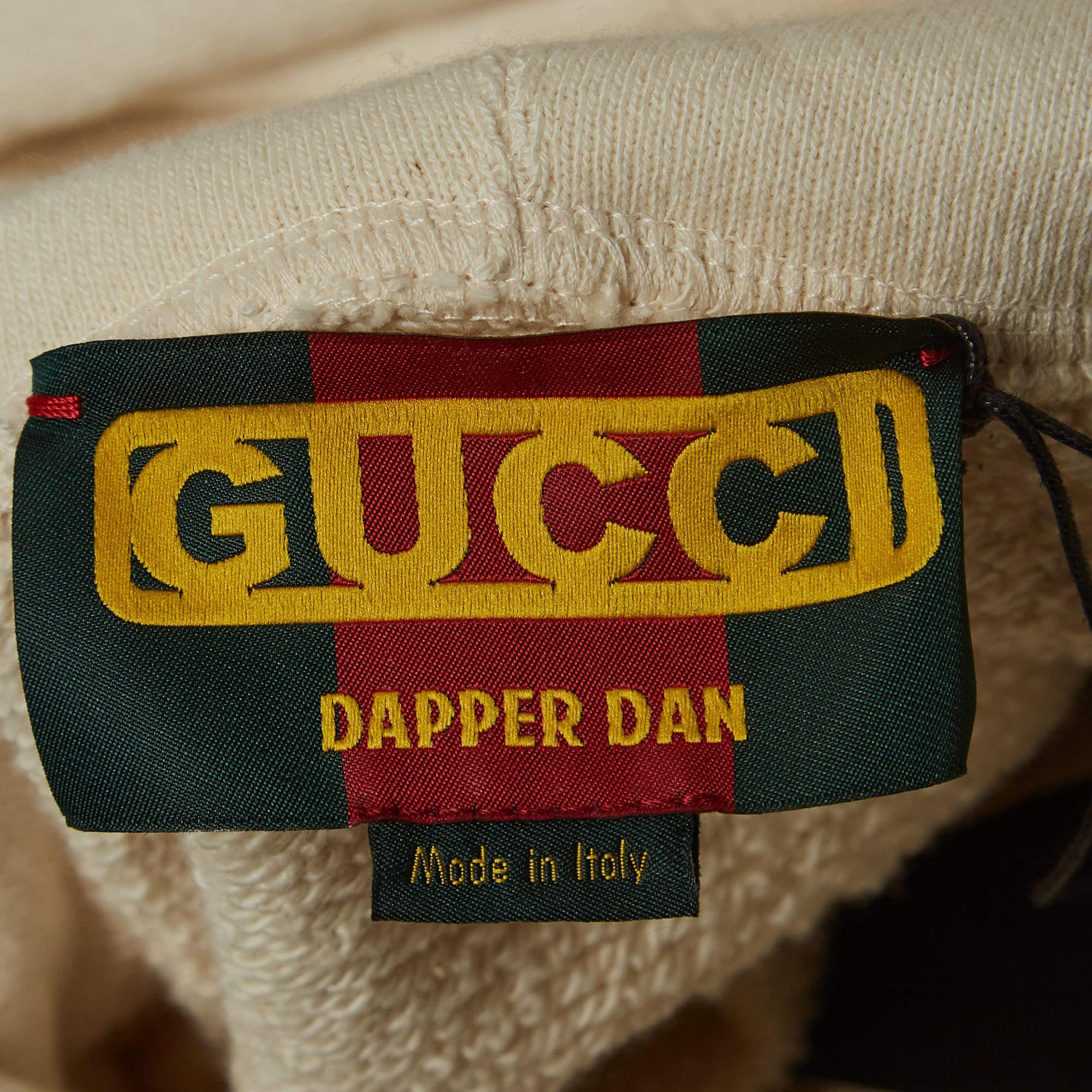 Men's Gucci Ivory White Dapper Dan Logo Print Cotton Knit Hoodie XS