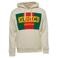 Gucci Ivory White Dapper Dan Logo Print Cotton Knit Hoodie XS