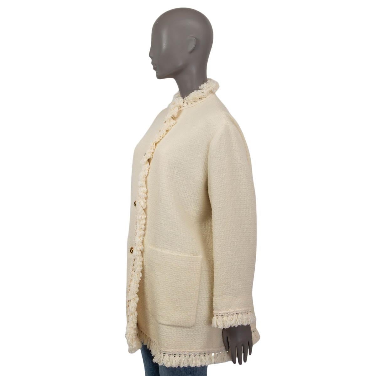 GUCCI ivory wool 2021 BOUCLE EPILOGUE Jacket 44 L In New Condition In Zürich, CH