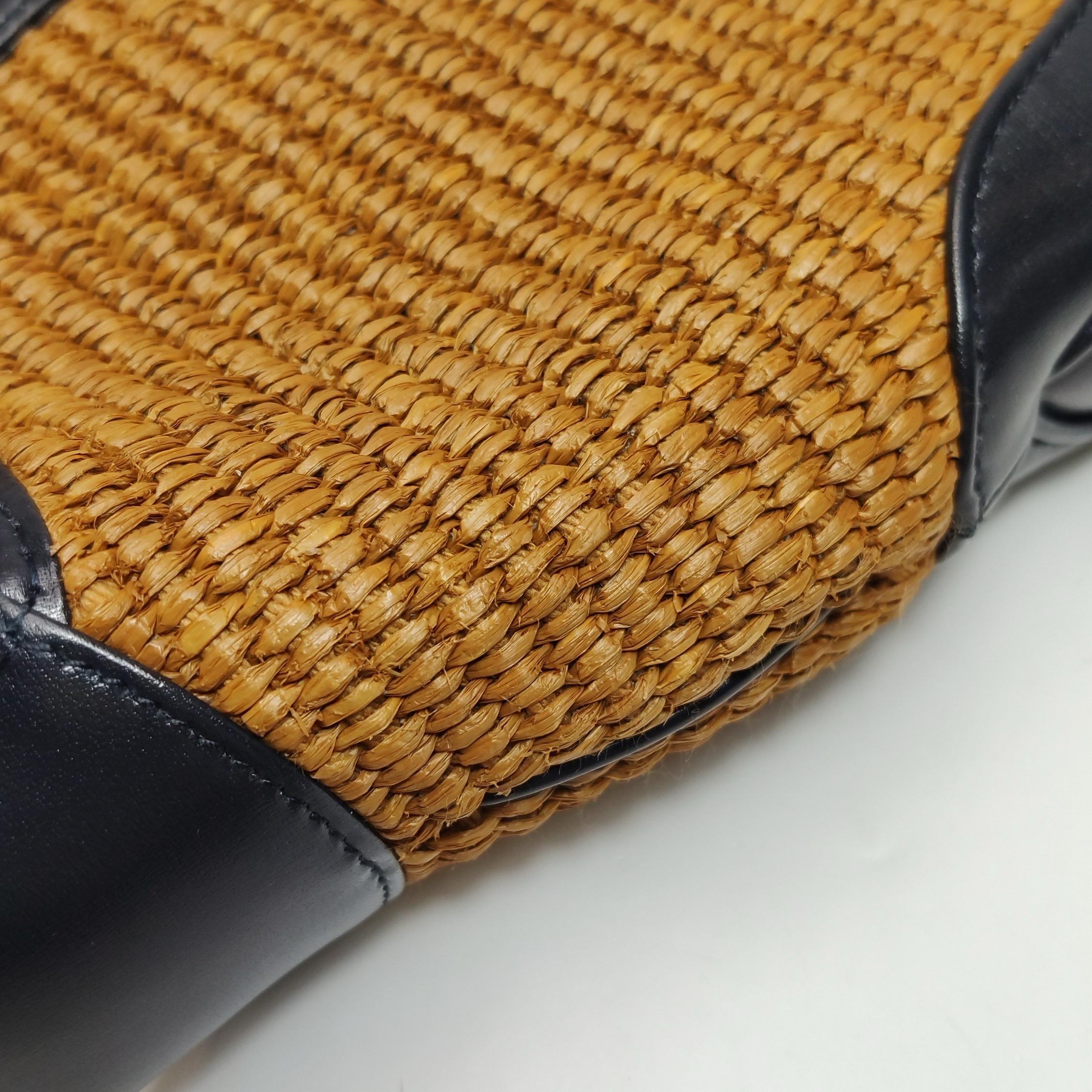Gucci Jackie 1961 Beige Camel Wicker Bag Black Leather Gold Hardware Leather Str For Sale 9