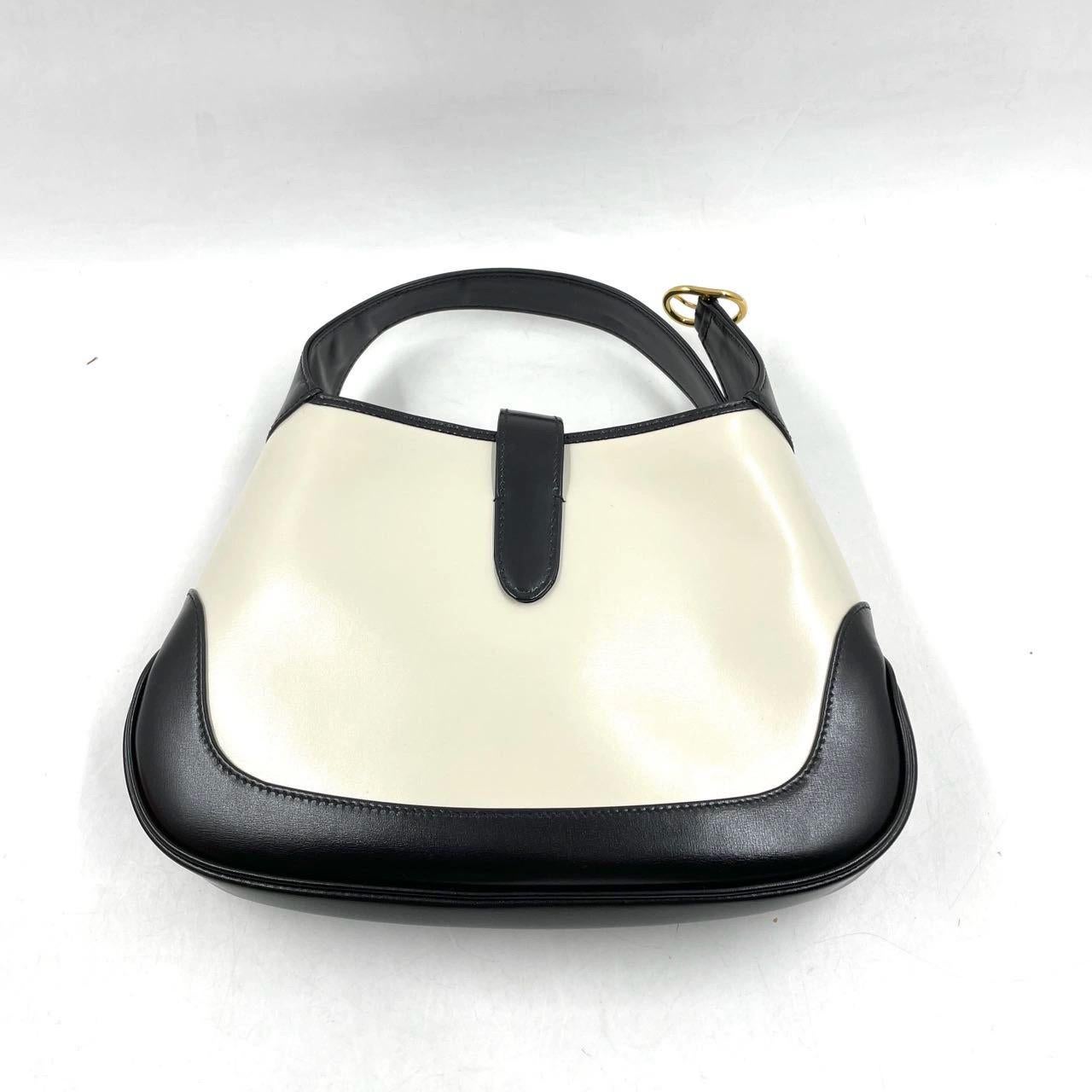 Gucci Jackie 1961 Black and White Leather Bag Size Small with Adjustable Strap 3