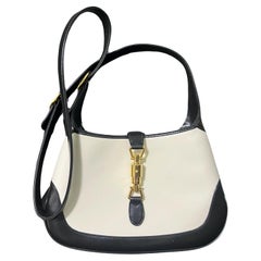 Gucci Jackie 1961 Black and White Leather Bag Size Small with Adjustable Strap