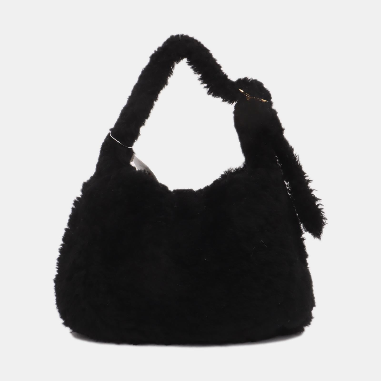 Gucci Jackie 1961 Black Fluffy Shearling Borsa Piccola In condizioni ottime in vendita a AUBERVILLIERS, FR