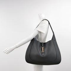 Gucci Jackie 1961 Black Large Pebbled Leather Shoulder Bag with Strap