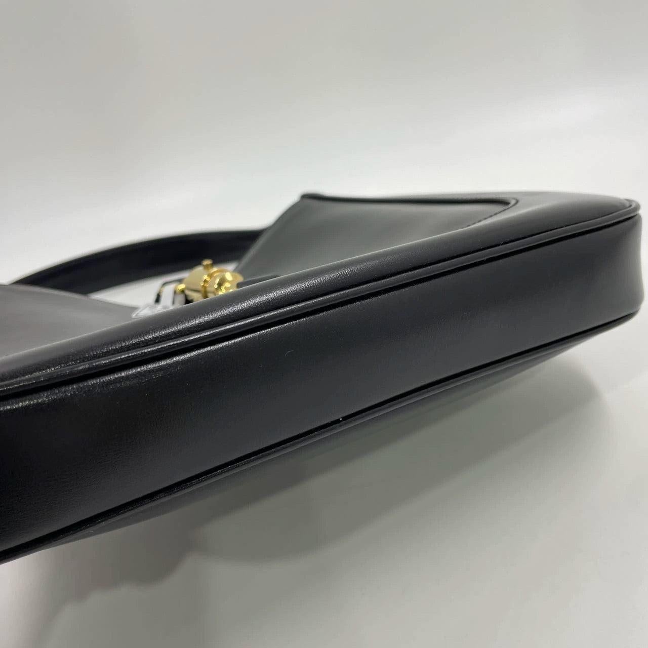 Gucci Jackie 1961 Black Leather Bag Small Piston Lock With Strap 10