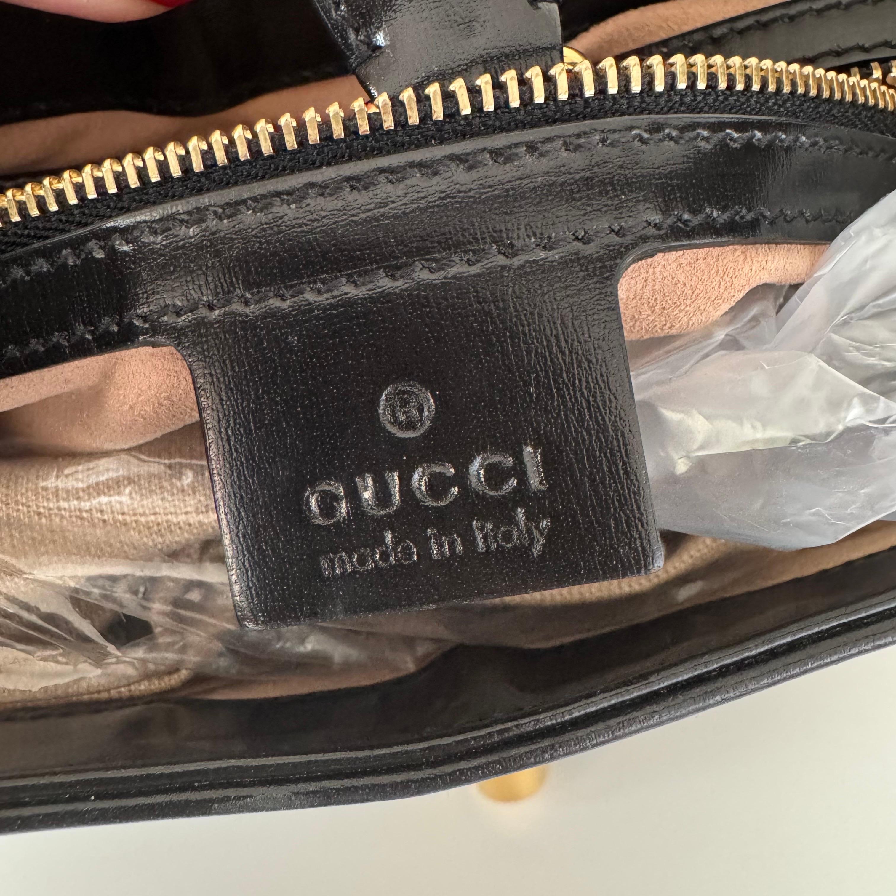 Gucci Jackie 1961 Black Leather Bag Small Piston Lock With Strap For Sale 11