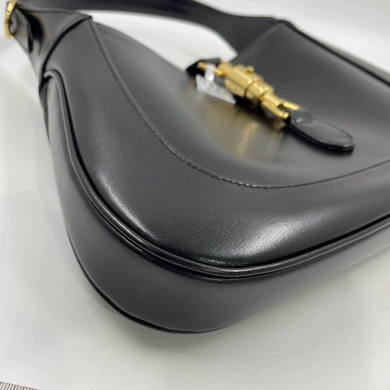 Gucci Jackie 1961 Black Leather Bag Small Piston Lock With Strap 13
