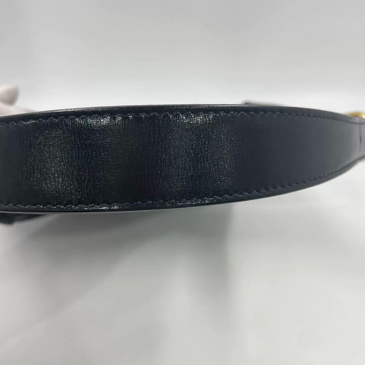 Gucci Jackie 1961 Black Leather Bag Small Piston Lock With Strap 15