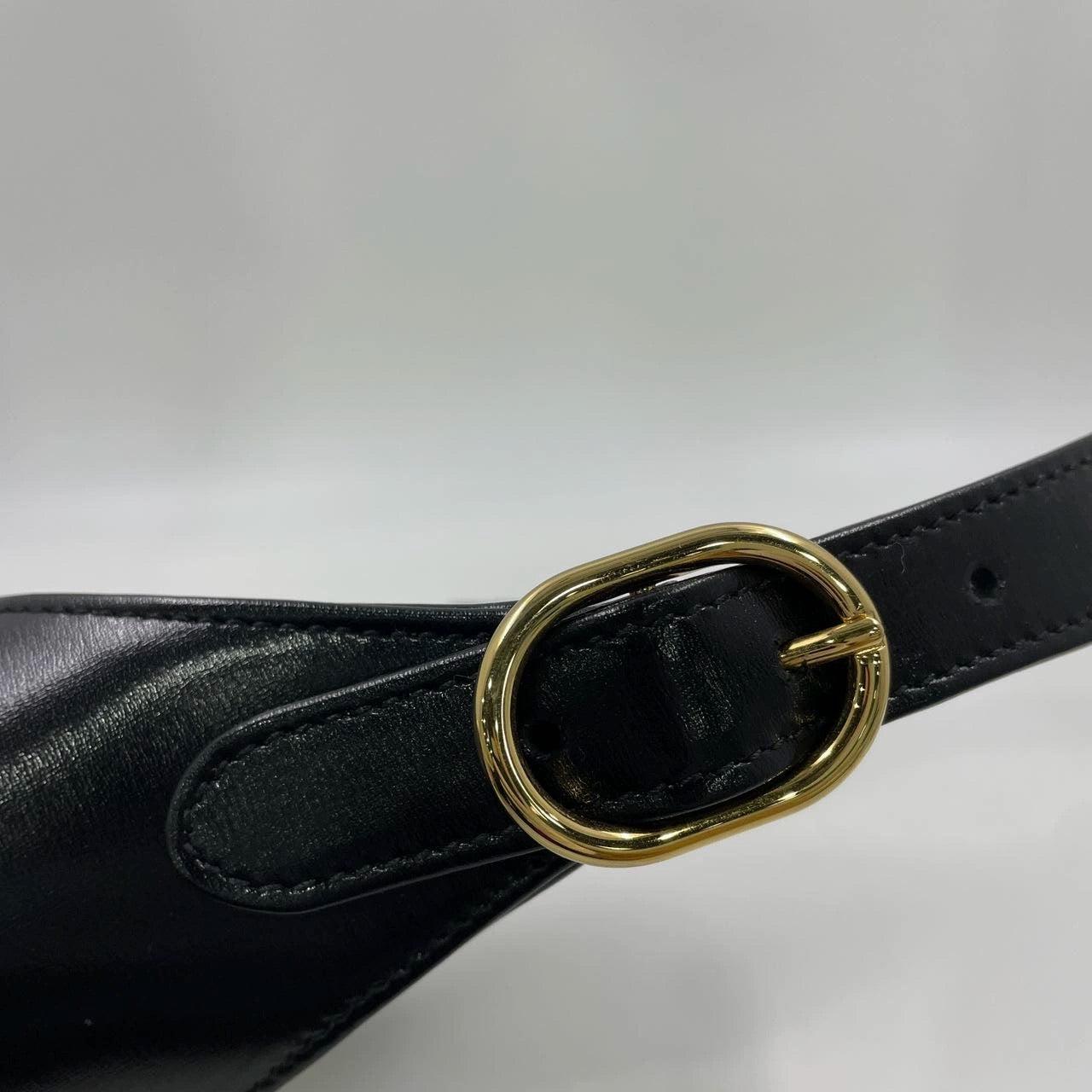 Gucci Jackie 1961 Black Leather Bag Small Piston Lock With Strap 16