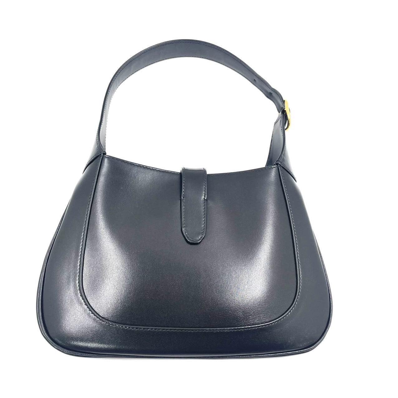 Gucci Jackie 1961 Black Leather Bag Small Piston Lock With Strap In Excellent Condition In AUBERVILLIERS, FR