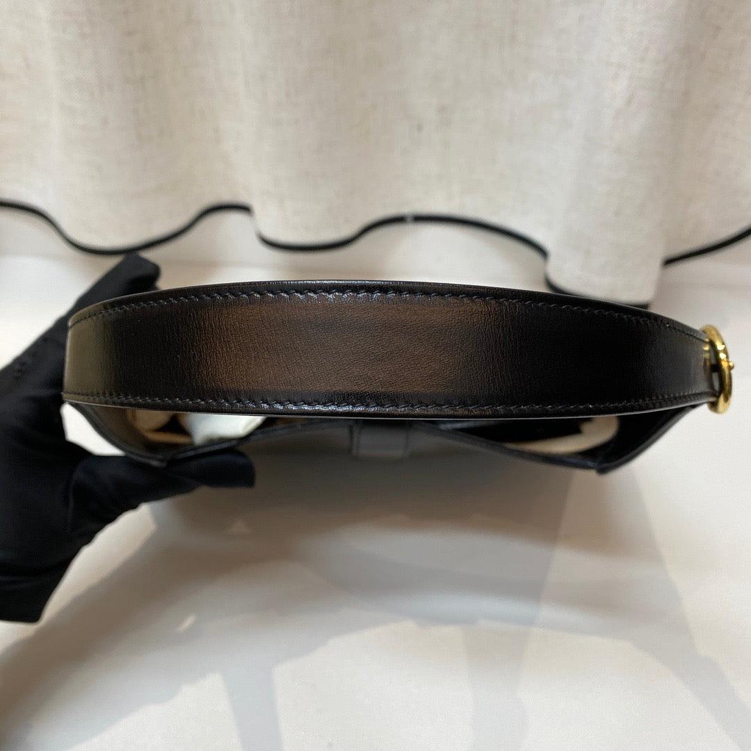Gucci Jackie 1961 Black Leather Bag Small Piston Lock With Strap 4