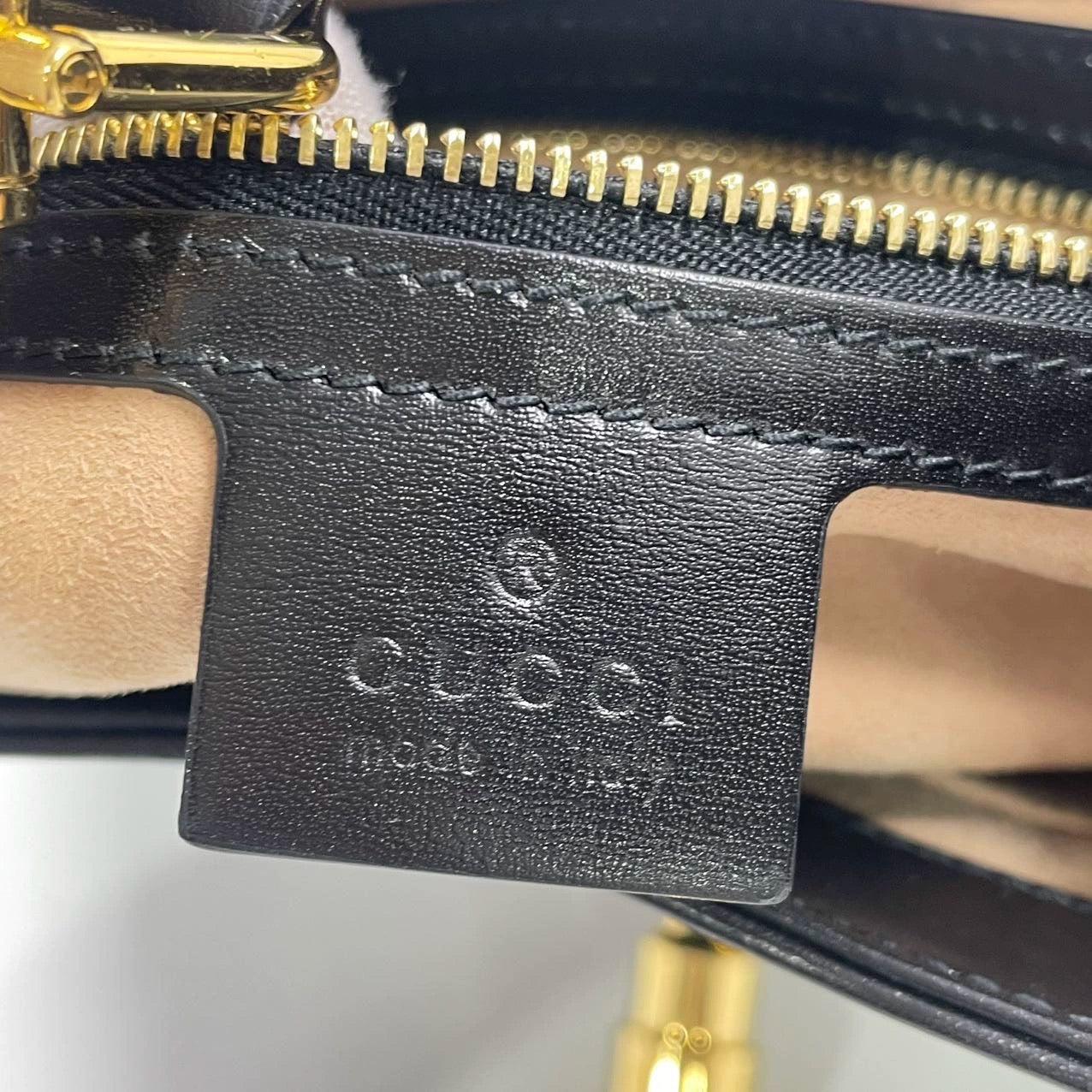 Gucci Jackie 1961 Black Leather Bag Small Piston Lock With Strap 5