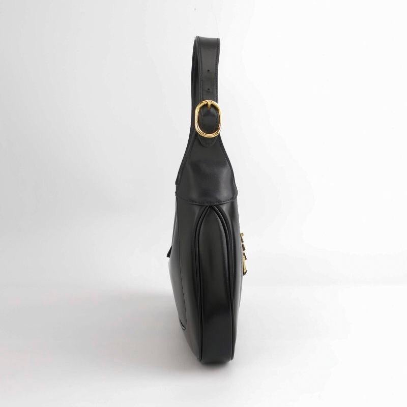 Gucci Jackie 1961 Black Leather Bag Small Piston Lock without Strap In Excellent Condition For Sale In AUBERVILLIERS, FR