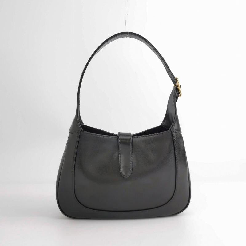 Gucci Jackie 1961 Black Leather Bag Small Piston Lock without Strap For Sale 2