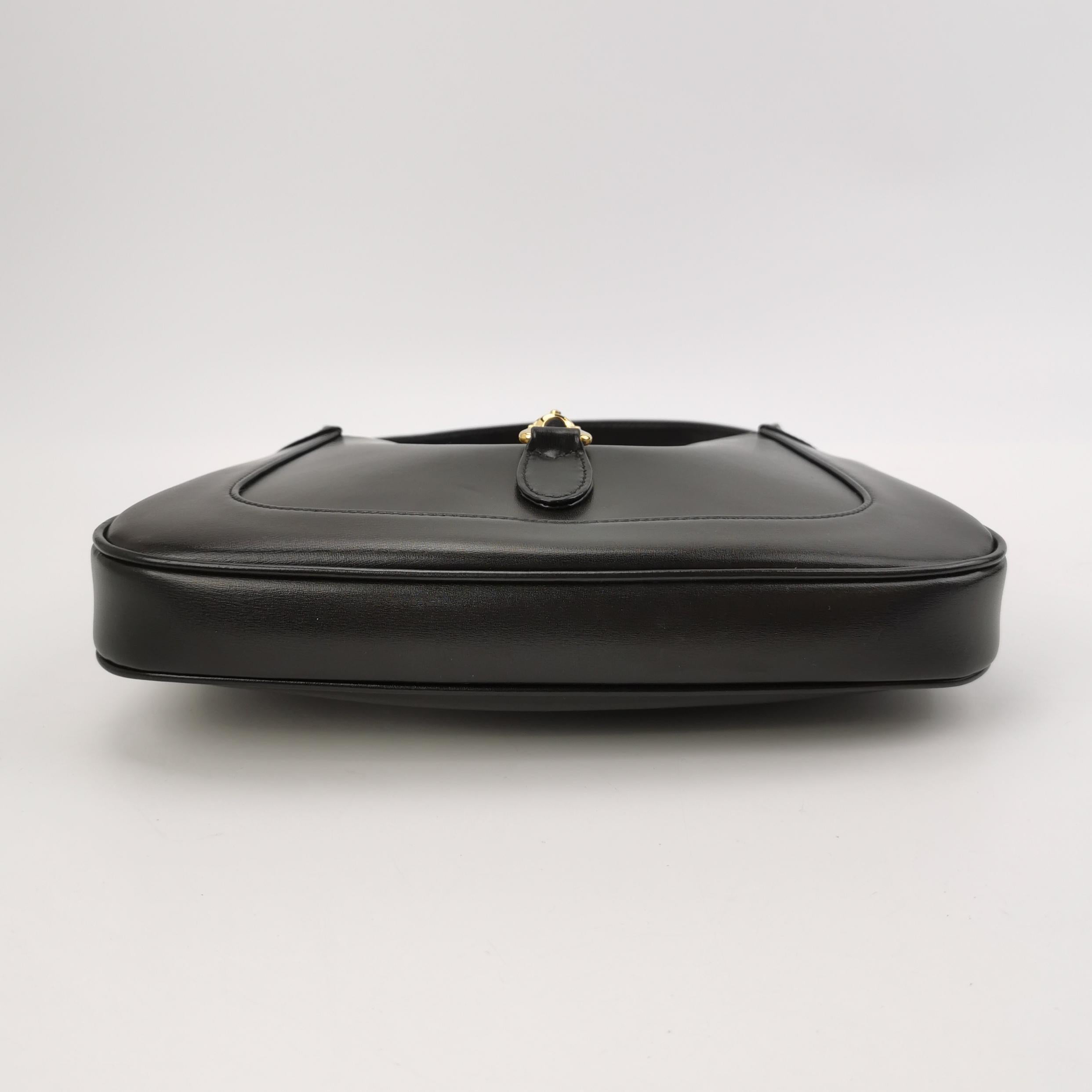 Gucci Jackie 1961 Black Leather Bag Small With Long Strap Bon état - En vente à AUBERVILLIERS, FR