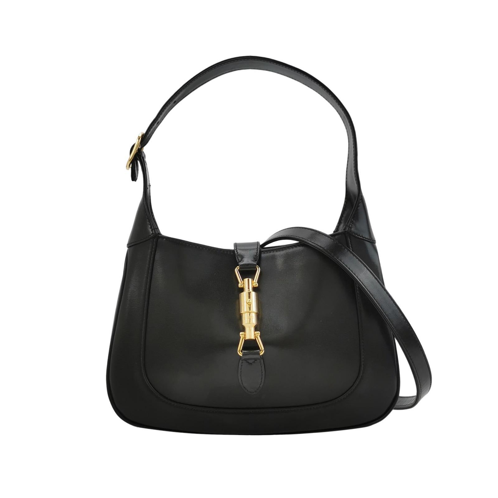 Gucci Jackie 1961 Schwarze Ledertasche klein mit langem Riemen