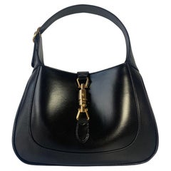 Gucci Jackie 1961 Black Leather Bag with Adjustable Strap