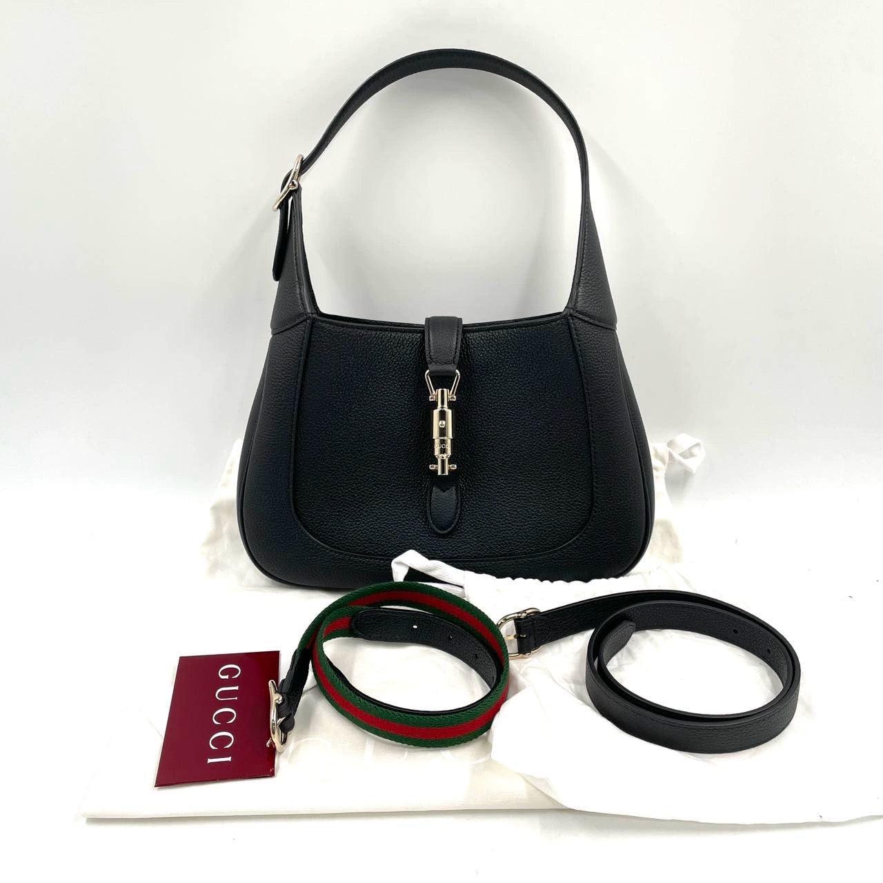 Gucci Jackie 1961 Black Pebbled Leather Bag Small Never Worn in vendita 4