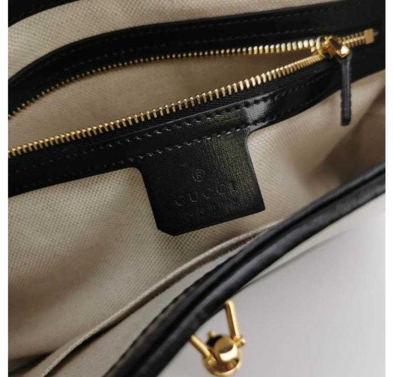 Gucci Jackie 1961 Black & White Leather Bag Small 4