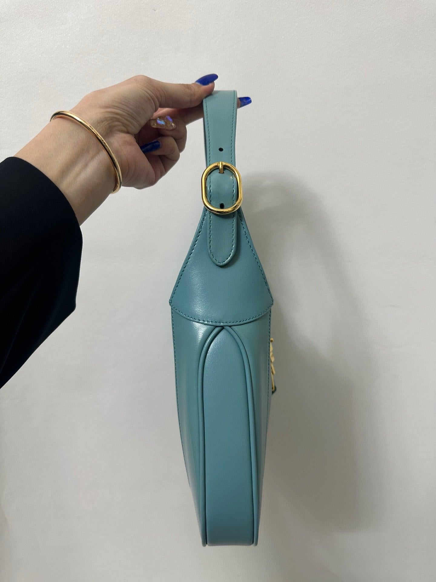 Women's Gucci Jackie 1961 Blue Small Shoulder Bag with Adjustable Strap
