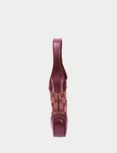 Gucci Jackie 1961 Burgundy GG Supreme Shoulder Bag with Web Stripe