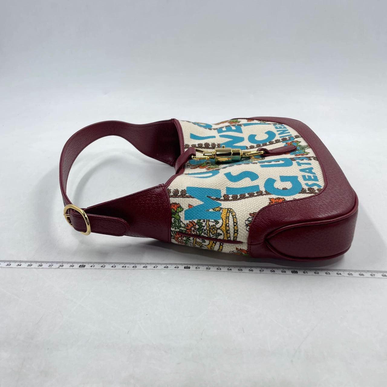 Black Gucci Jackie 1961 Centennial 100 Year Special Edition Burgundy Leather w/ Canvas