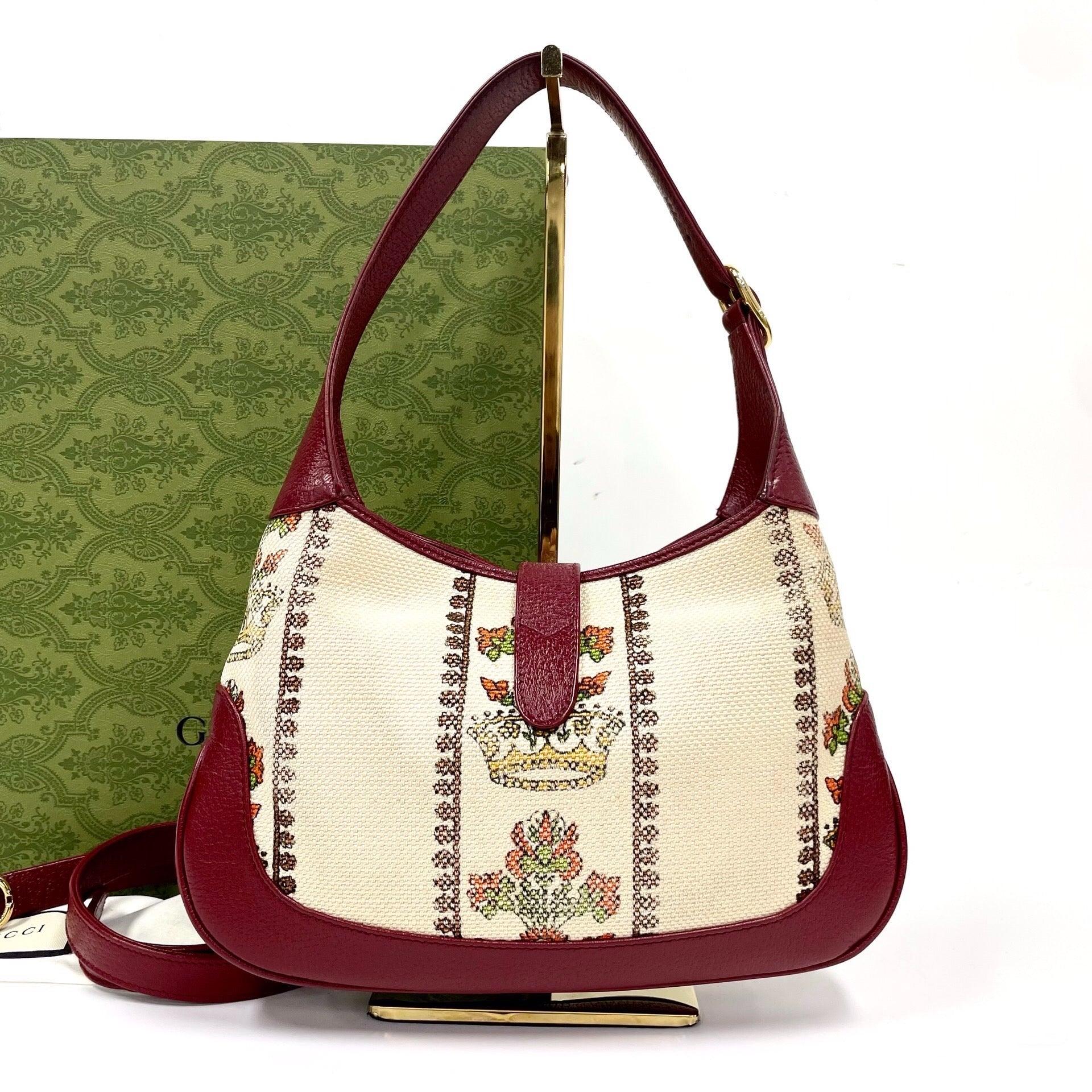 Gucci Jackie 1961 Centennial 100 Year Special Edition Burgundy Leather w/ Canvas 2