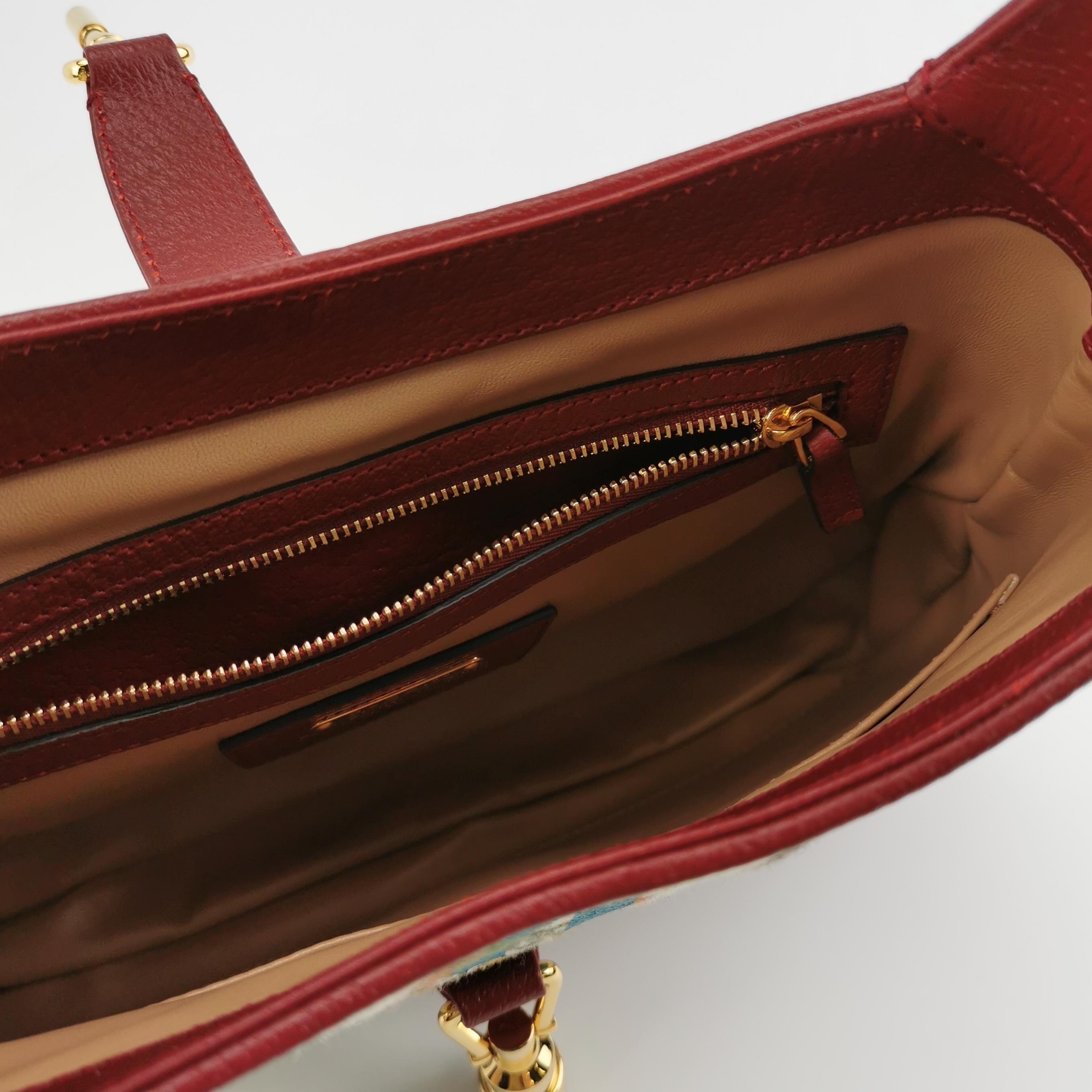 Gucci Jackie 1961 Centennial 100 Year Special Edition Burgundy Leather with Canv For Sale 5