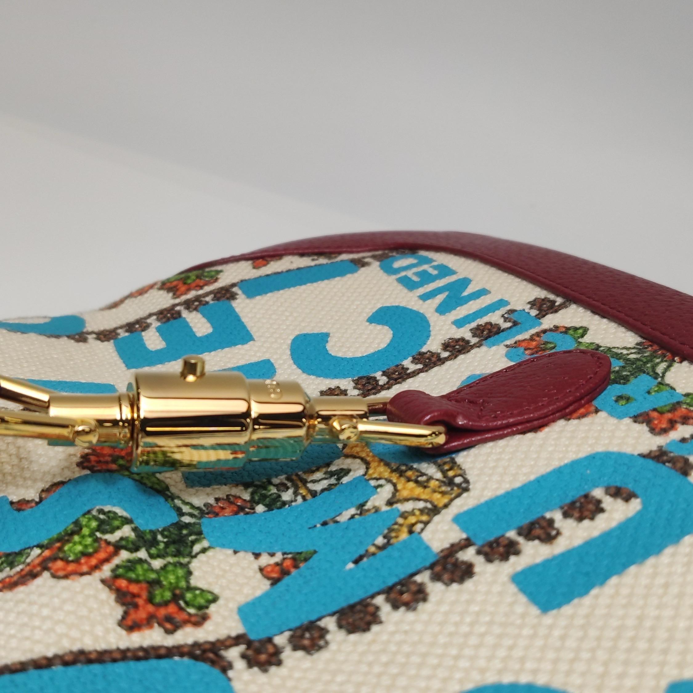 Gucci Jackie 1961 Centennial 100 Year Special Edition Burgundy Leather with Canv For Sale 6